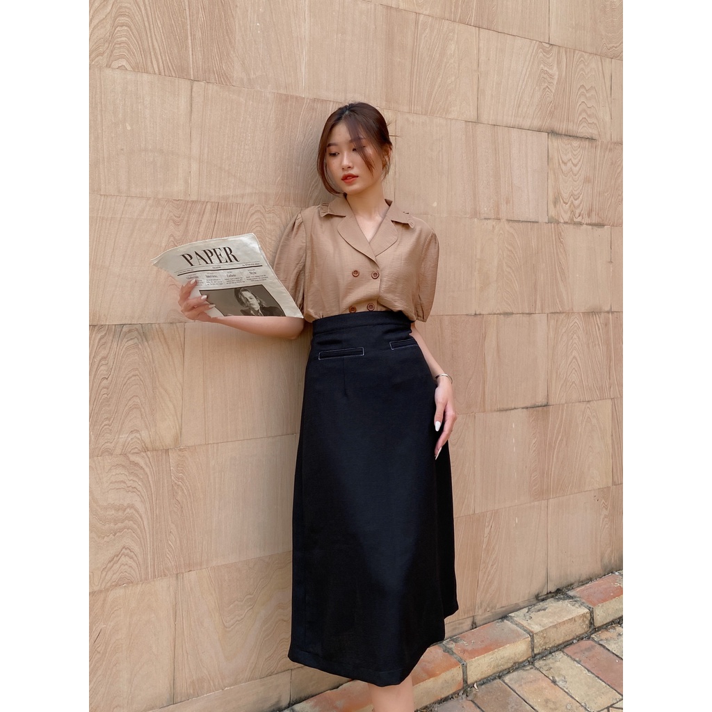 Chân Váy Form A Viền Chỉ - Đen [Cv015 - Senbe Clothing]