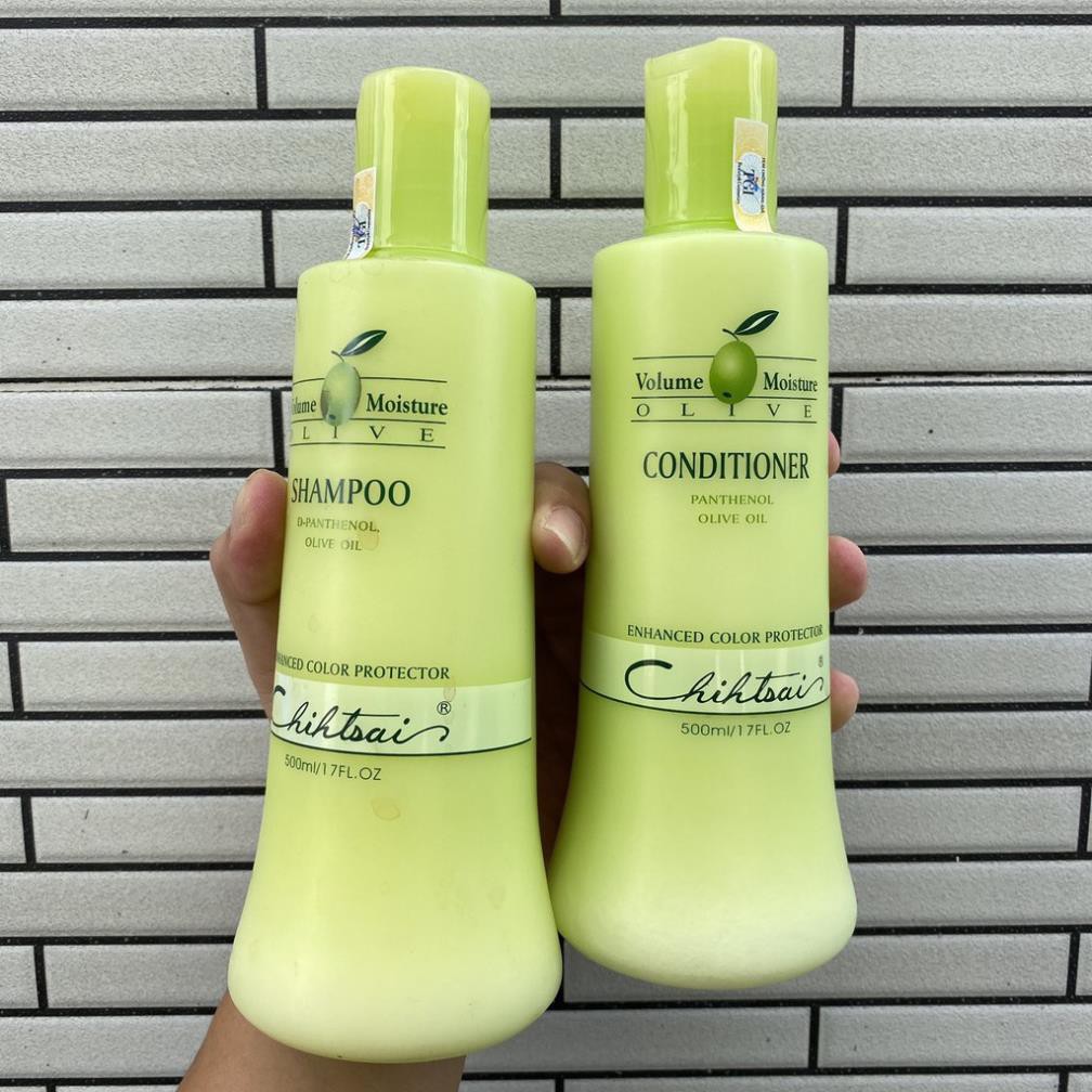 [HCM]Cặp dầu gội xả siêu mượt Chihtsai Volume Moisture Olive 500mlx2