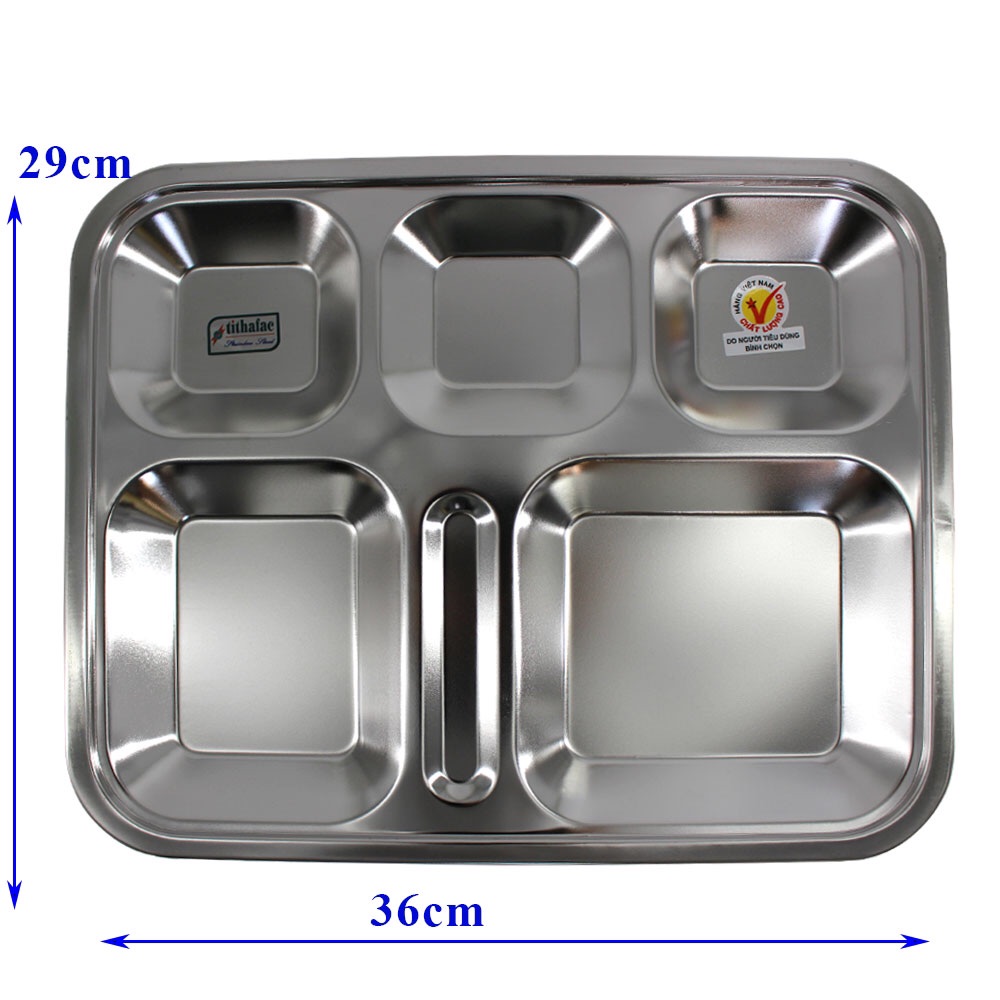 Khay cơm phần inox 6 ngăn Tithafac 36 x29cm