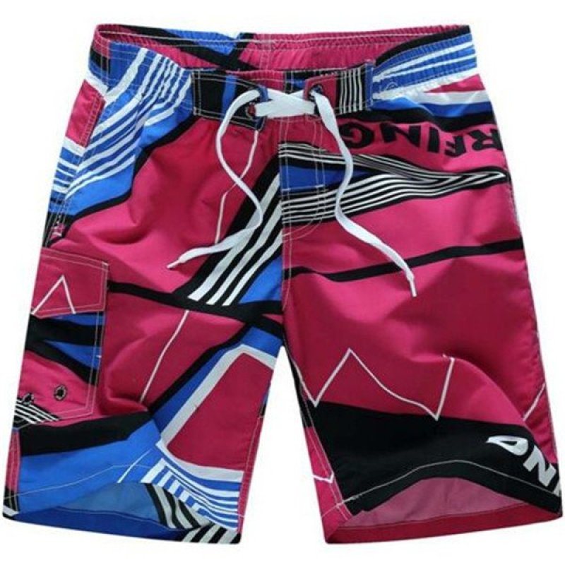 Nơi bán 2016HOT Khô Nhanh Quần Short Nam Thương Hiệu Mùa Hè Áo Quần Áo Hình Học Swimwears Quần Short Đi Biển nam Lướt Bảng Quần Short (Đỏ) -quốc tế-quốc tế