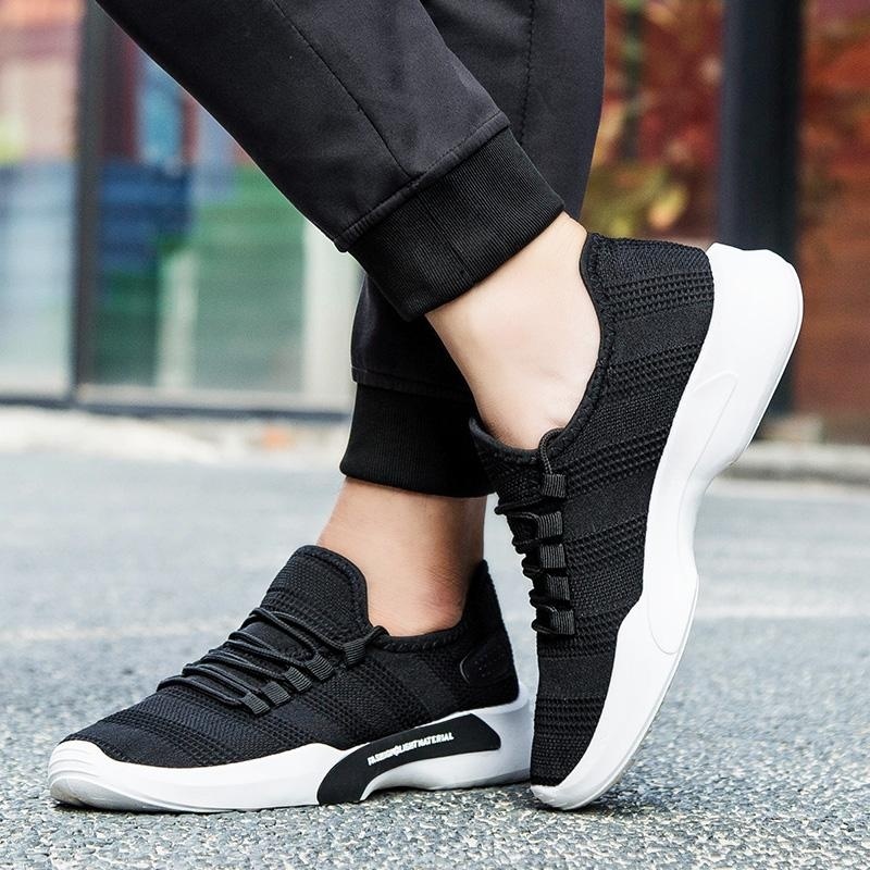 2017 New Mesh Running Shoes For Men Sneakers Outdoor Breathable Comfortable Athletic Flat Shoes Simple Sports Shoes for Men(black) - intl