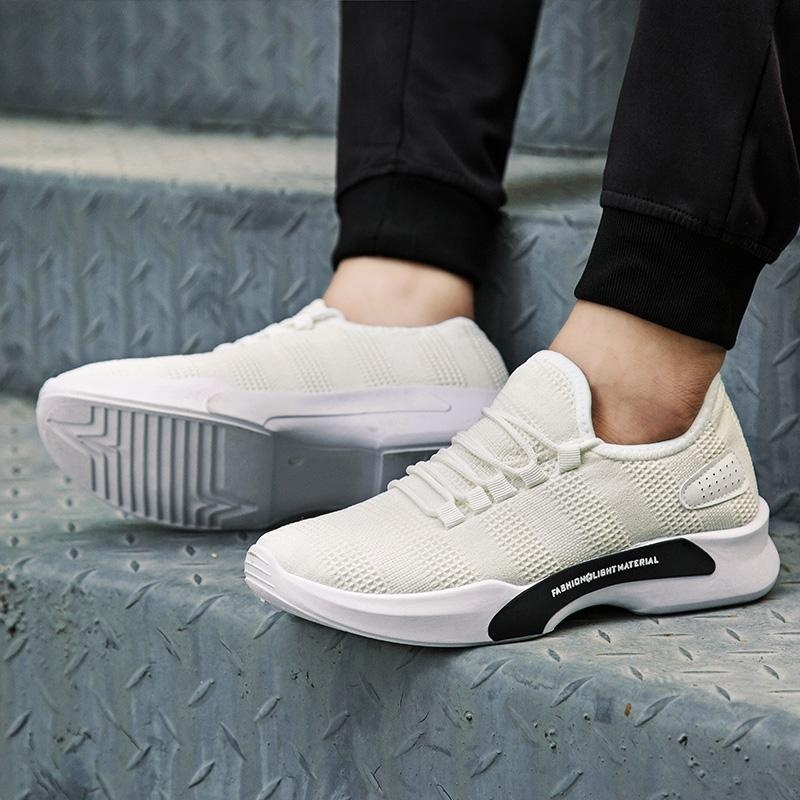 2017 New Mesh Running Shoes For Men Sneakers Outdoor Breathable Comfortable Athletic Flat Shoes Simple Sports Shoes for Men(white) - intl