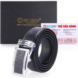 TH4114 - Dây nịt nam da thật vân cá sấu  màu đen