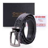 TH4727 - Dây nịt nam da cá sấu  lưng đầu kim màu đen