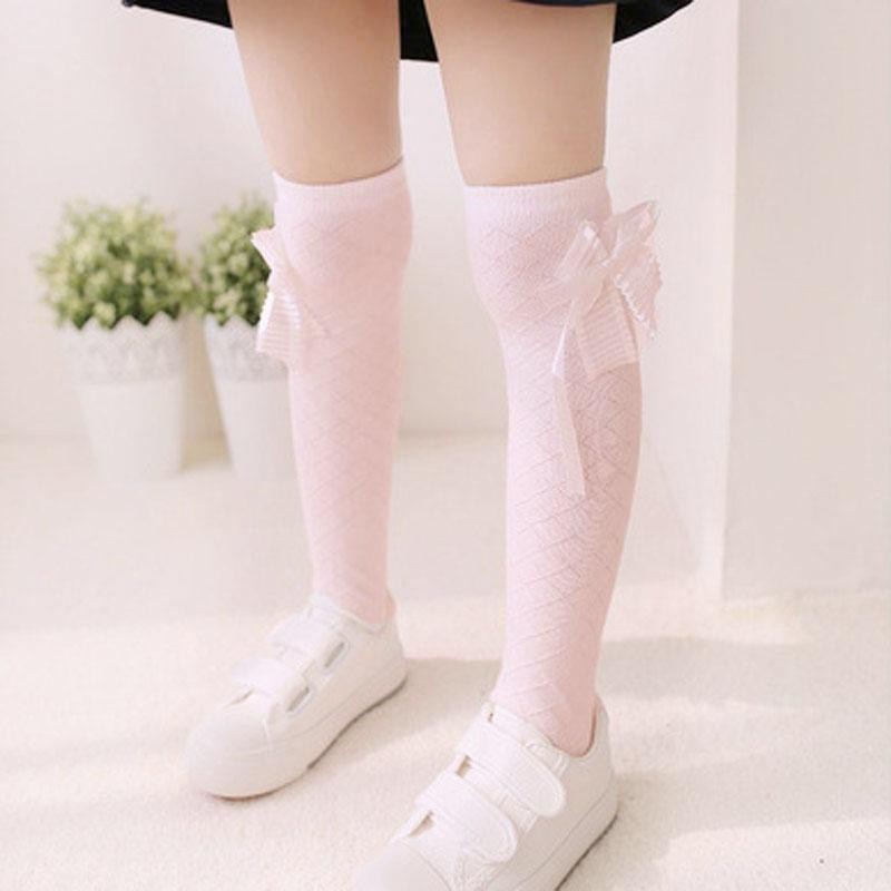 Amart Thời Trang Ngọt Ngào Trẻ Em Bé Gái Ren Cao Gối Vớ Dài Nơ Cổ-quốc tế