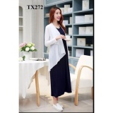 Aó cardigan voan tay dài trắng