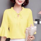 Aó chifon tay xếp ly cổ nhúng (vàng)