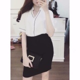 Aó công sở cổ tim đứng viền