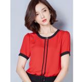 Aó công sở tay ngắn viền đen