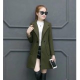 Áo Dạ Lông Cừu Nữ Dáng Dài Cao Cấp FaviShop (Màu Rêu)