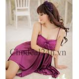 [HCM]Áo đầm ngủ quyến rũ thun phi CDAN03 Kim Phát  (trắng)