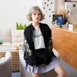 [HCM]Áo khoác bomber thêu hoa size M đen