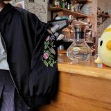 [HCM]Áo khoác bomber thêu hoa size M đen