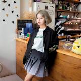 [HCM]Áo khoác bomber thêu hoa size M đen