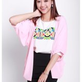 Aó khoác chiffon tay nhún hồng