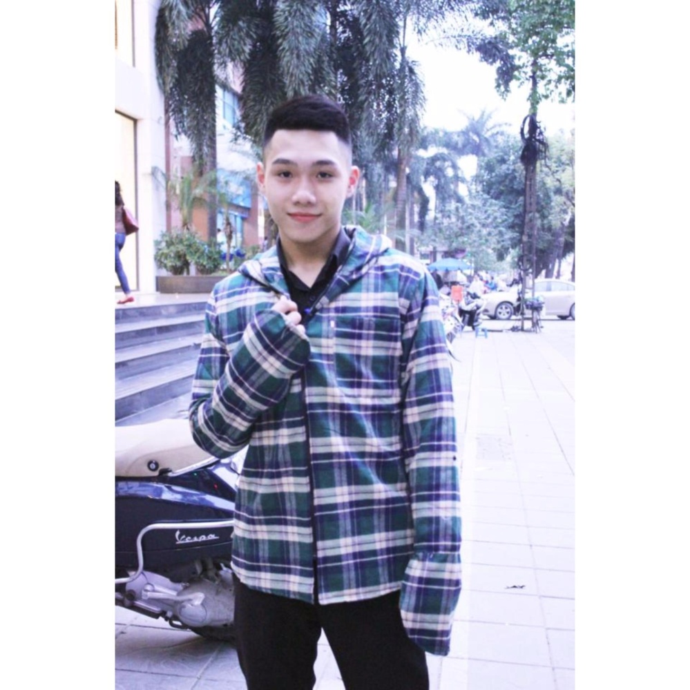 Áo khoác chống nắng 2 lớp kẻ caro nam Chipxinhxk
