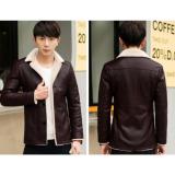 Áo Khoác Da Nam Lót Lông Cổ Đứng Pg95 (Nâu)