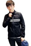 Áo khoác dù nam 2 sọc (Đen)