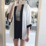 Aó khoác kimono  (Trắng viền đen)
