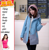 Áo Khoác nữ kitty (xanh) + Tặng áo thun body nữ