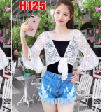 Áo Khoác Thời Trang Ren Tay Loe Trắng