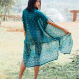 [HCM]Áo Kimono phong cách Bohemian Mediterranean Blue Peacock Harem Pants (màu xanh)