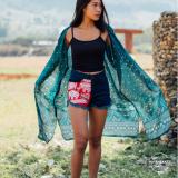 [HCM]Áo Kimono phong cách Bohemian Mediterranean Blue Peacock Harem Pants (màu xanh)