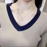Áo len thu đông nữ dài tay cổ tim (ĐEN)