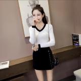 Áo len thu đông nữ dài tay cổ tim (ĐEN)