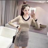 Áo len thu đông nữ dài tay cổ tim (TRẮNG)