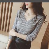 Áo len thu đông nữ dài tay cổ tim (XÁM)
