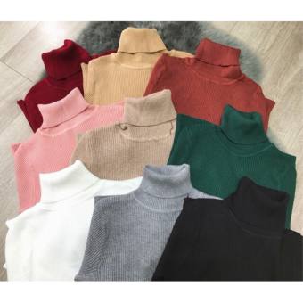 Áo LEN TƠ cổ lọ  siêu mềm ấm Chipxinhxk (ghi)