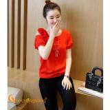 Áo nữ áo kiểu voan tay ngắn vai bồng màu đỏ GLA006
