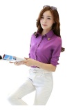Áo sơ mi cổ nẹp kim loại giá gốc (Tím)