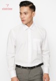 Áo Sơ Mi Dài Tay Vải Màu TC Regular Fit 319 Vĩnh Tiến - VT1-G500 - Trắng
