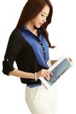 Áo Sơ Mi Nữ Phối Màu Cá Tính giá gốc (Đen xanh)