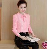 Áo sơ mi nữ tay dài thắt nơ cỗ cao cấp SM125 (hồng)