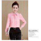 Áo sơ mi nữ tay dài thắt nơ cỗ cao cấp SM125 (hồng)
