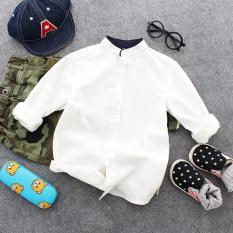 Áo sơ mi trắng cổ tròn tay dài cho bé trai size 120 (14 - 18 kg)