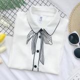 Áo sơ mi viền đen thắt nơ BERI
