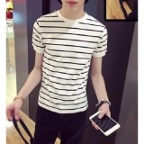 Áo thun nam body kẻ ngang cao cấp Hàn Quốc ( trắng đen )