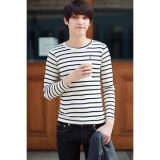 [HCM]YES FASHION Áo thun nam body tay dài kẻ ngang cao cấp Hàn Quốc ( trắng đen )
