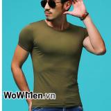 Áo thun nam cổ tròn body Hàn Quốc ( xanh rêu )