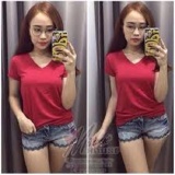 Áo thun nữ cổ tim xinh xắn