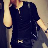 Áo thun tay dài Hàn Quốc cổ đính 3 cúc