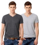 Bộ 2 áo thun nam cổ tim (Xám nhạt-Xám đậm)
