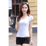 [HCM]Bộ 2 áo thun nữ cổ tim dễ thương ( đen trắng )
