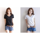 [HCM]Bộ 2 áo thun nữ cổ tim dễ thương ( đen trắng )