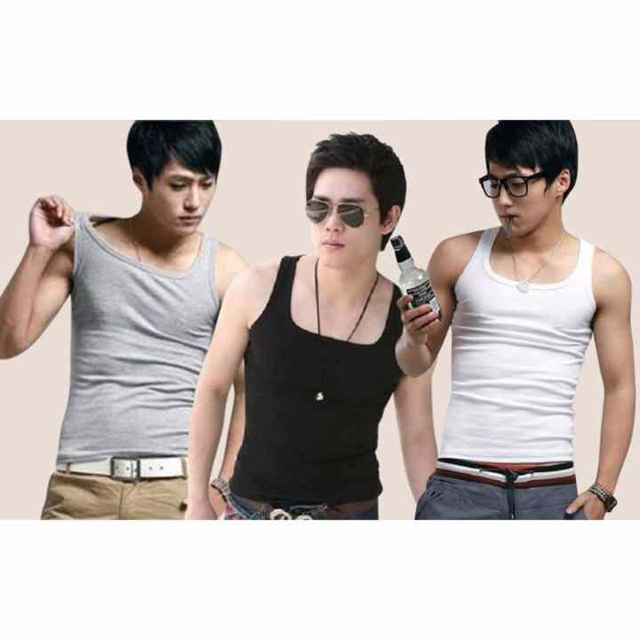 Bộ 3 áo thun nam 3 lỗ cổ vuông body Hàn Quốc ( đen, trắng, xám )