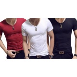 [HCM]Bộ 3 áo thun nam body cổ tim 100% COTTON ( đen trắng đỏ đô )
